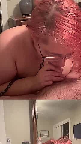 Breasty Cherrystrawbaby gives amateur oral sex