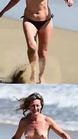 Hawt teens topless at the seaside - 1 [AI]