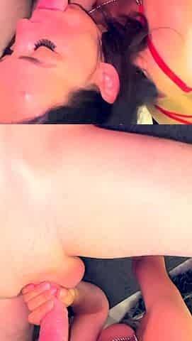 Hot POV homemade blowjob with brunette girlfriend