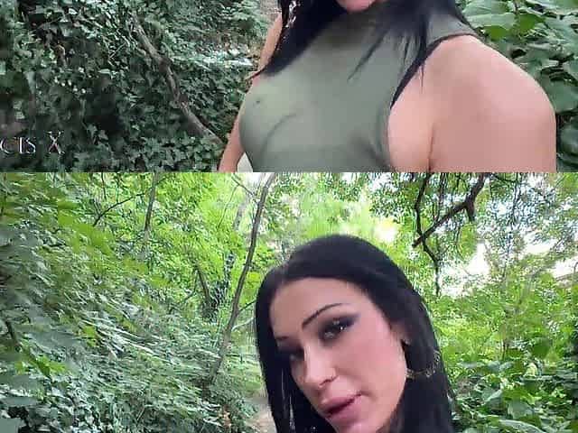 Brunette tourist with an angel face sucks my cock in the park