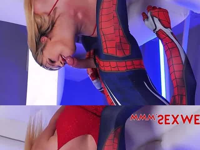 Busty Blonde MILF Loves spiderman