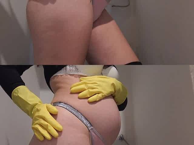 My Pregnant Indian MILF Big Ass Wife Sits on the Toilet with Gloves on and Masturbates Until Orgasm