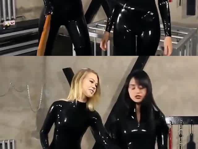 Svetlana Spanking in Black Latex Catsuit + Aftershooting