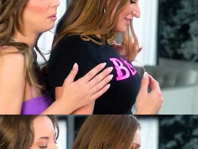 Cute Babes Millie Morgan and Skylar Snow Lick Natural Tits