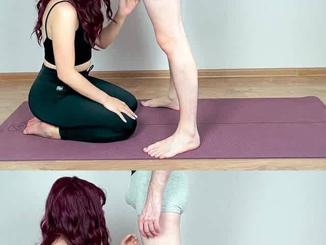 Teen beauty was doing yoga and her stepbrother decided to bang her