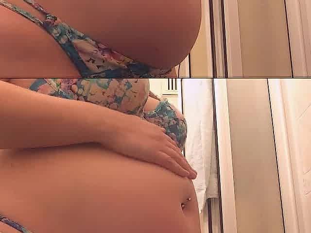 Swollen Abdomen Cutie Stuffed Abdomen Noises in Bikini