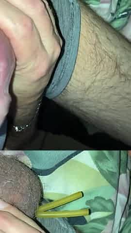 Squeezing and smearing a drop of precum, edging my cockhead gently
