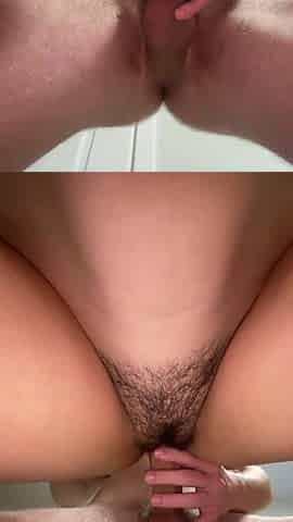 Pounded from Behind in Steamy Doggy Style, Ejaculation on Curly Twat Blast