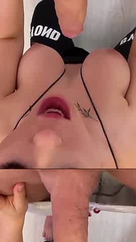 Big Dick for Dessert - Big Tits Brunette Stoped by for Juicy Blowjob and Tit Fuck After Gym in POV
