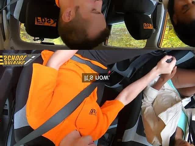 Fake Driving School Black Brit Asia Rae Gets Stuck and Screwed