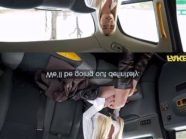 Large titties blond bimbo CAUGHT ME JACKING IT in the cab - Fake Taxi