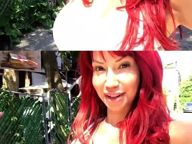 Sexy redhead MILF fucked outdoors