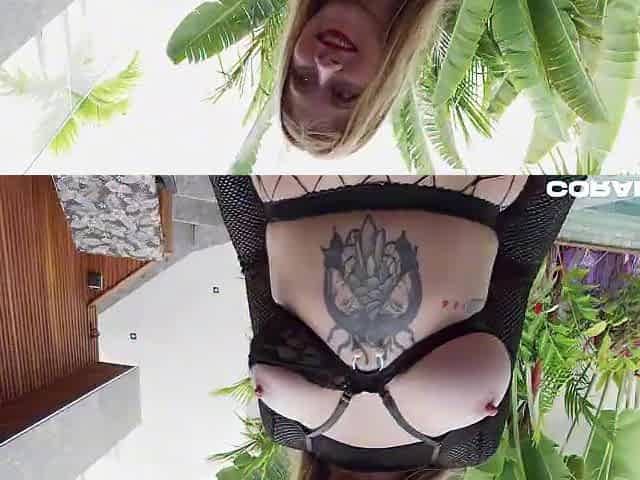 Blond with a large booty and large titties enjoys a large ebony wang
