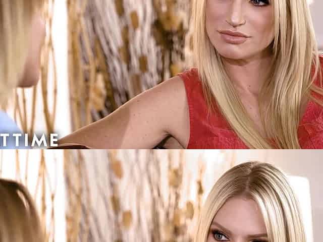 Gabbie Carter Reassures Busty Blonde Rachael Cavalli With Romantic Lesbian Sex