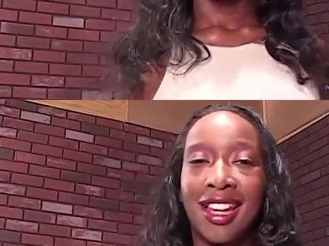 No brassiere, high heels, and a pleasing ebony butt make this gal consummate
