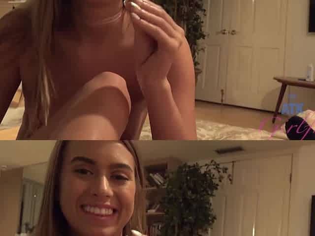 Babe in thong twerks her ass, gets a cum shot on her tits