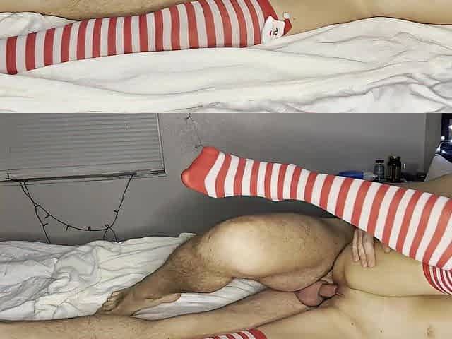 Fast sex, juicy twat, bald vagina, taut snatch, hunk groan, christmas socks