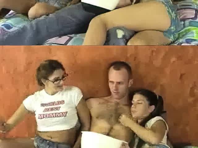 Teen JC and her bf Brent are watching a movie when sexy mom