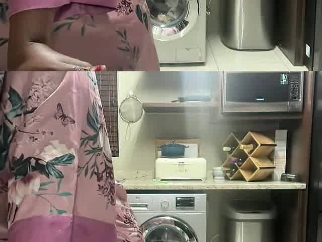 Ebony MILF Moaning and Stripteasing in Kitchen