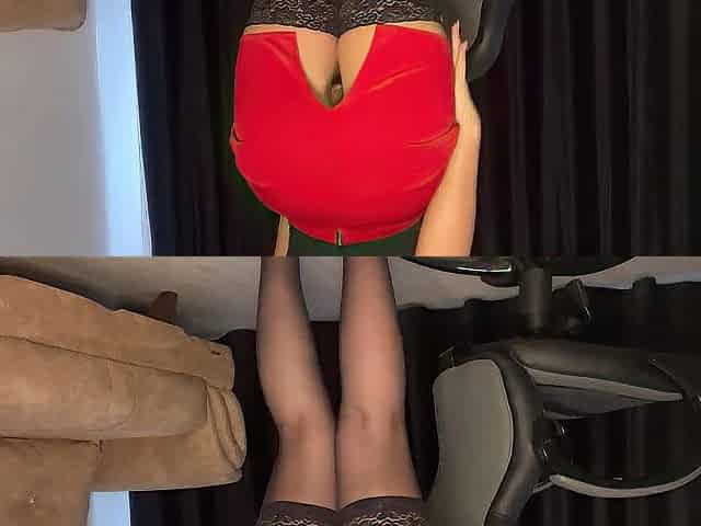 The secretary gets lewd in the office and begins playing with her wet cunt , try not to get caught