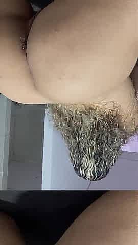 Shaggy-haired bitch opening her little butt during the time that twerking and dancing to funk music.