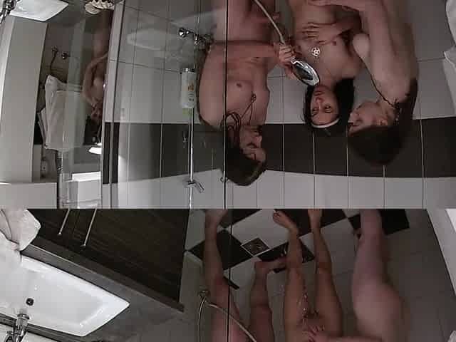 Taking a trio shower with my girlfriend and my stepsister