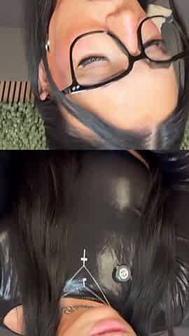 Smoking Sloppy Deepthroat in Latex Outfit