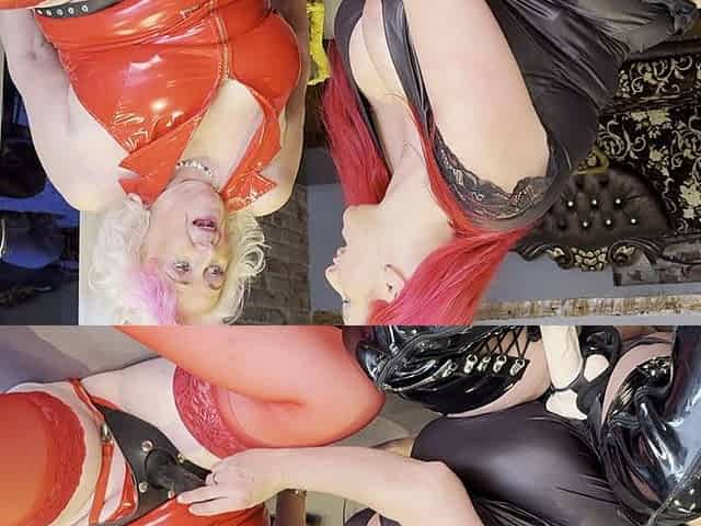 Busty MILF Lesbians in Latex Strap-on Fetish Play