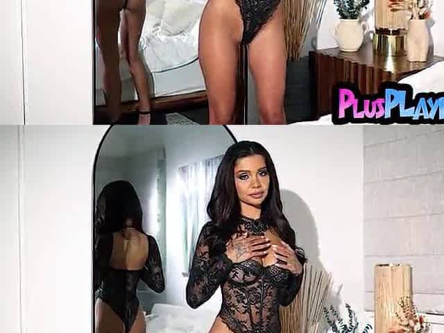Cute large breasts mother I'd like to fuck Ava Amira posing in hot ebony underware for the Playboy