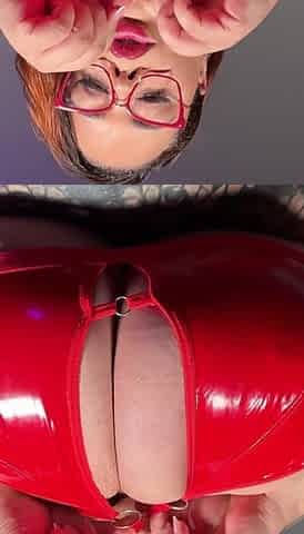 Red Latex in BBW Big Tits