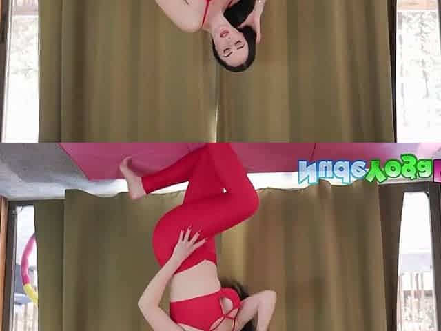 Sexy Curvy Violet Voss Perform Naked Yoga and Masturbation