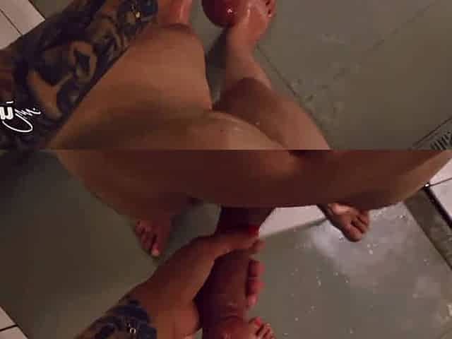 Caught my step mom taking a shower, called to join her - filthy blowjob, jizz swallow.