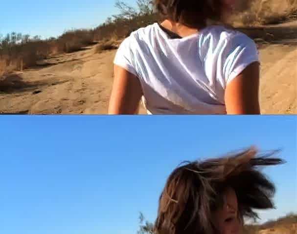 Teen Ryan Keely Flashing and Fucking Herself in the Dessert