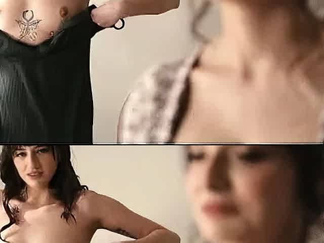Brunette lesbian milf babes in cunt grinding