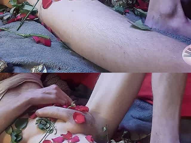 between prickly rose thorns and soft leaves intensive groaning climax, memyselfandmyown lascivious tugjob.