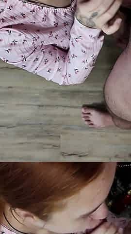 I Gave My Stepbrother a Blow Job for New Year's, and He Was Shocked!! We Almost Got Caught.