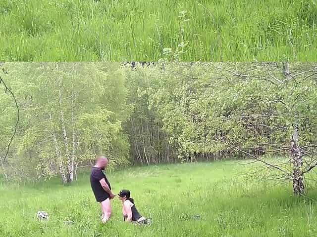 I love it when he makes a slut out of me. First he strips me naked outside, then he pisses in my mo