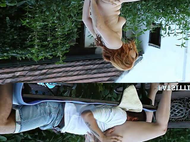 Chubby facesitting redhead sits her bald pussy on his mouth