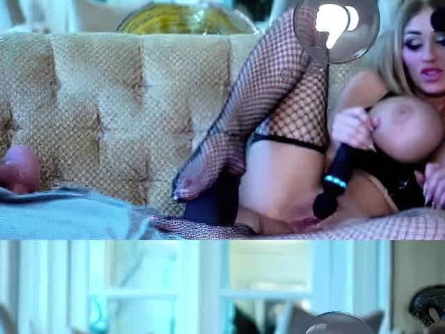 Insane silicone tits girl Avalonnfoxx double dildos riding