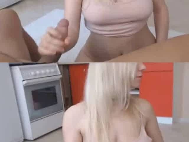 Big-Titted Blonde Amateur Deep Throats a Huge Cock