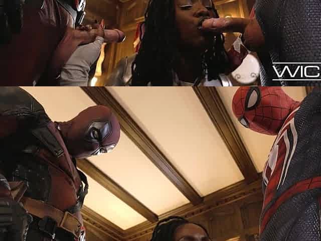 Deadpool And Spiderman Tag Team The Curvy Heroine In Hard Threesome