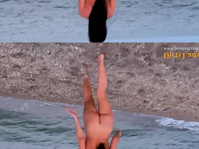 Public peeing on a nudist beach! My 1st pee standing in the sea 4K