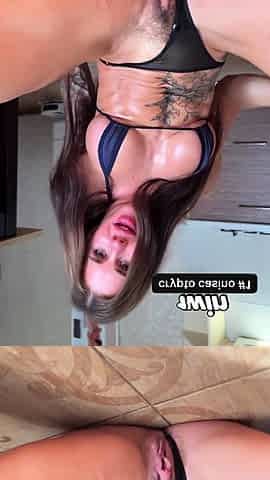 Solo female stroking with a enormous dildo, urinating and