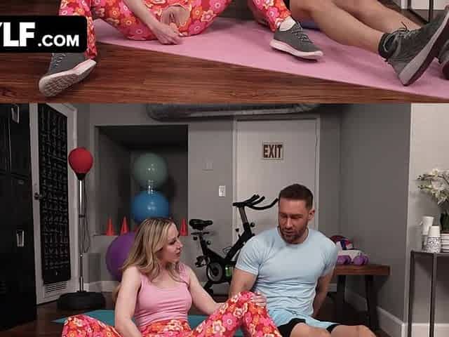 MILF's Sensual Stretching - Willing Stepson Coaxed Into a Hardcore Workout