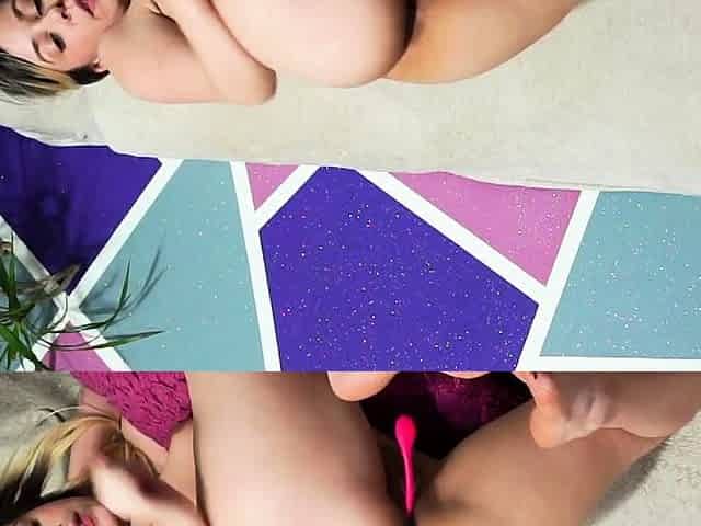 Pink pussy busty babe solo toy vibration during masturbation