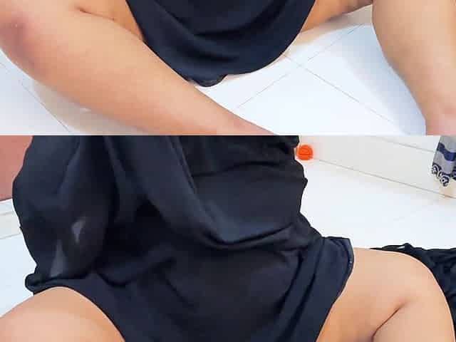 A Hot Muslim Stepmother with a Big Ass and Big Breasts Is Stuck Under a Bed in a Saudi Hotel and Opens Her Vagina
