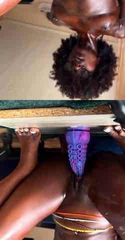 Hidden camera amateur fingering and using HUGE toy in her