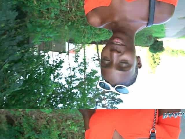 Public Agent Black model Zaawaadi taken into the woods for hard outdoor screwing