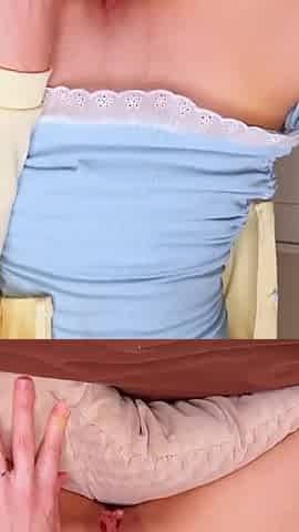 Creamy Pussy Bubbles with Cum While Riding on a Pillow