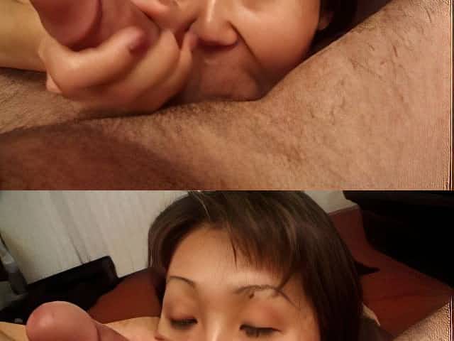 Mature Asian housewife give him a hot blowjob and says ahhh to his cum